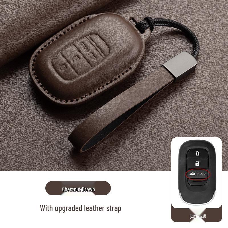Stylish Key Cover for Eleventh Gen Civic, New CR-V, Accord, XR-V, Crown, HR-V, Xingge, and Haoying - Brown