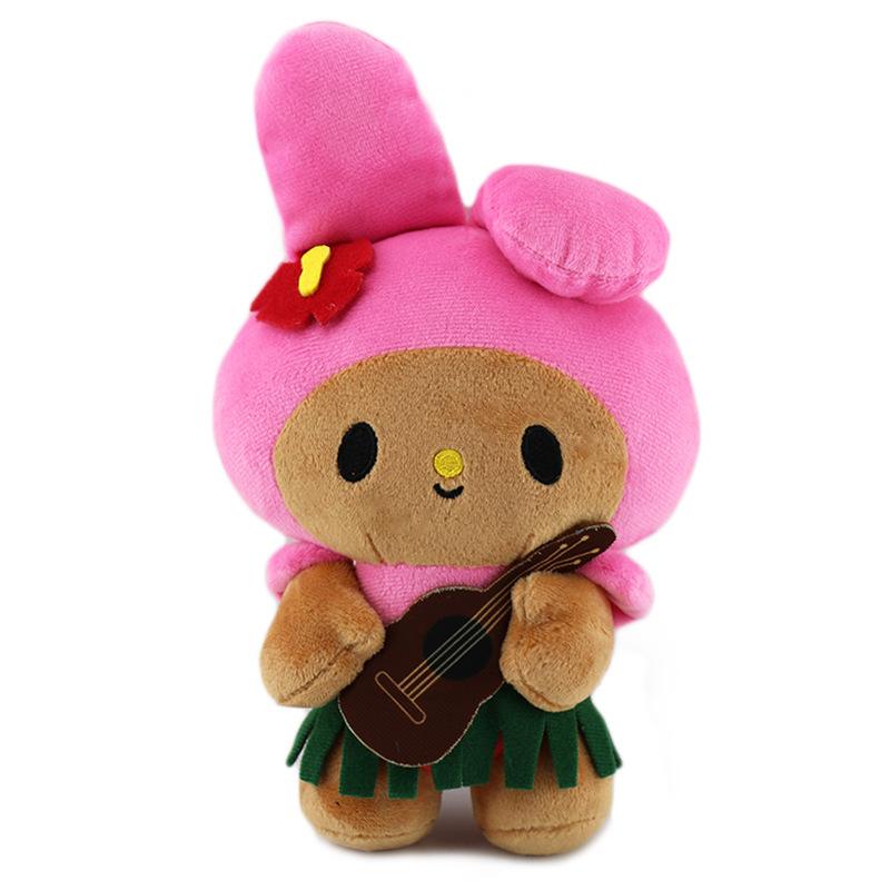 20cm Anime Plush Doll Hello Kitty Kuromi My Melody Hawaii Limited Black Leather Kitty Plush Doll Christmas Gift