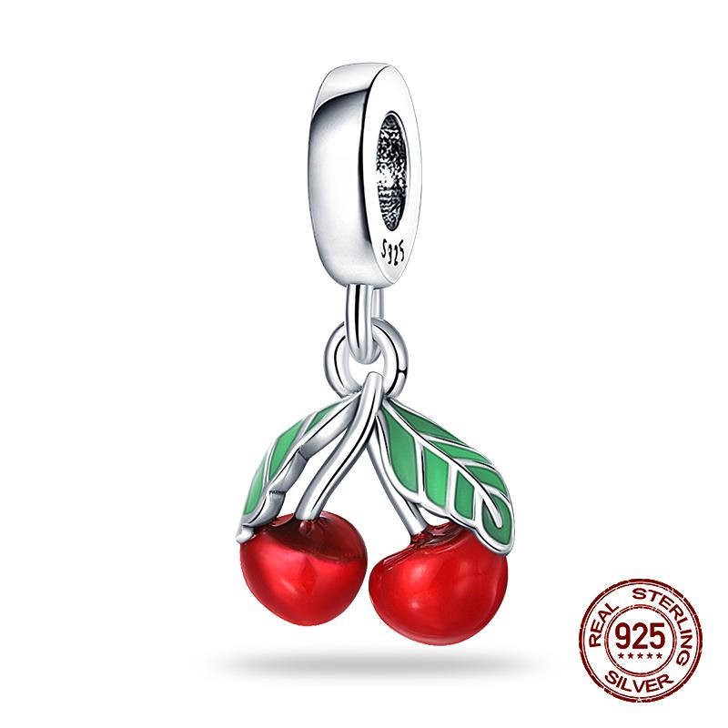 Real 925 Sterling Silver Chocolate Pizza Cake Fries Food Charms Beads Fit 925 Original Bracelets DIY Cute Jewelry Gifts