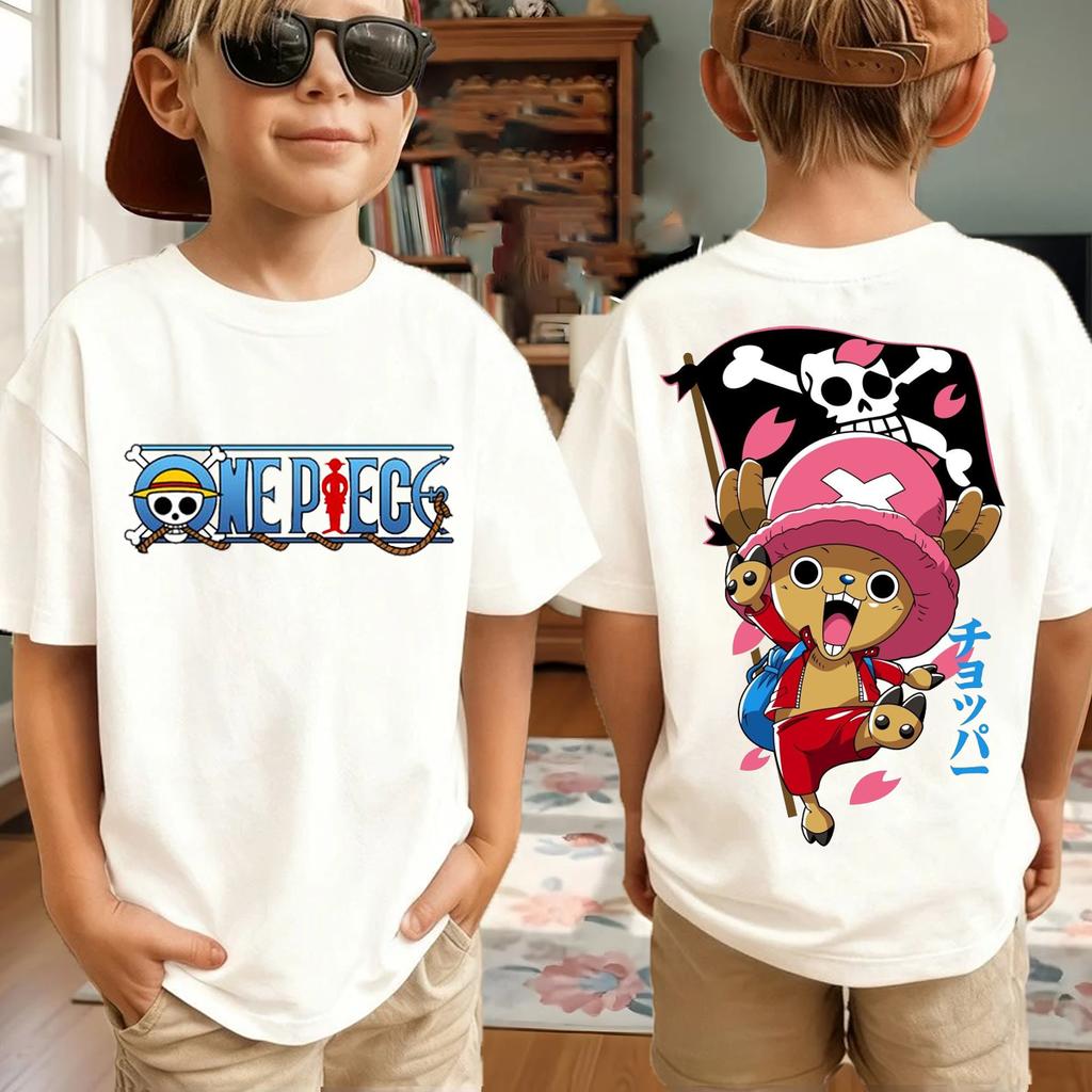 Japanese Anime Bandai Printed Tshirt for Boys and Girls Harajuku Children Short Sleeved Childrens Tshirt Clothing