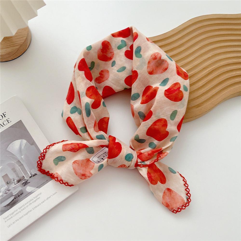 Flower Cotton Linen Print Scarves Floral Square Handkerchief Elegant Small Square Scarf  Women
