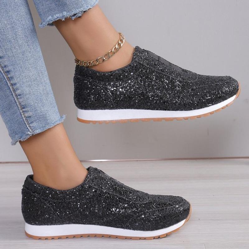 Большие размеры Блестящие спортивные балетки для женщин Весна 2025 Новое поступление Модные повседневные балетки Удобная легкая женская обувь