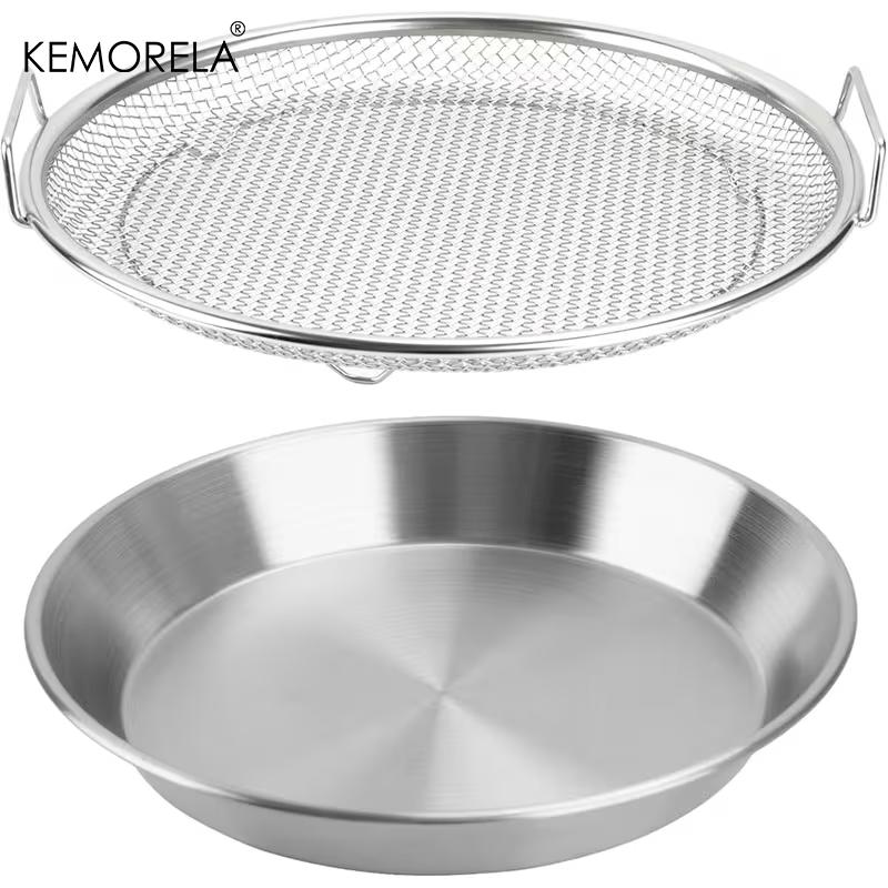 Polished Stainless Steel Oil Filter Tray, Reusable Round Mesh Basket for Frying/Grilling,All-Season Kitchen Strainer with Handle