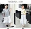 Short sleeved thin girls' summer short sleeved T-shirt cake skirt two-piece set 2026 new stylish children's lace skirt