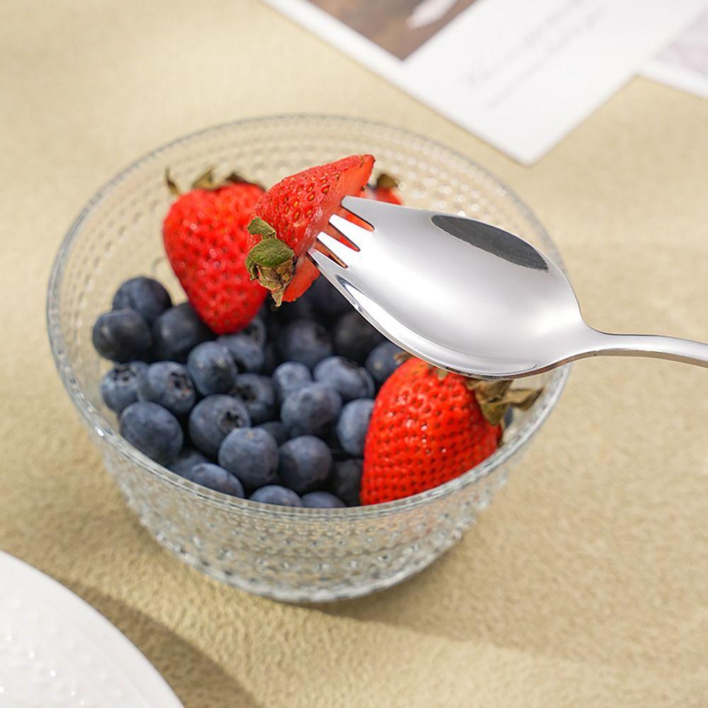 Ложки-вилки из нержавеющей стали, десертные ложки с длинной ручкой, ложки для супа, кухонные принадлежности