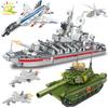 HUIQIBAO Военный корабль Авианосец Строительные блоки Армейский Танк Грузовик Модель Кирпичи Городская Стройка Детская Игрушка для Мальчика Подарок