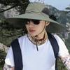 Large Brim Sunscreen Bucket Hat with Rope Women Summer Anti-Uv Sun Protection Hat Outdoor Men Foldable Adjust Hiking Fishing Cap