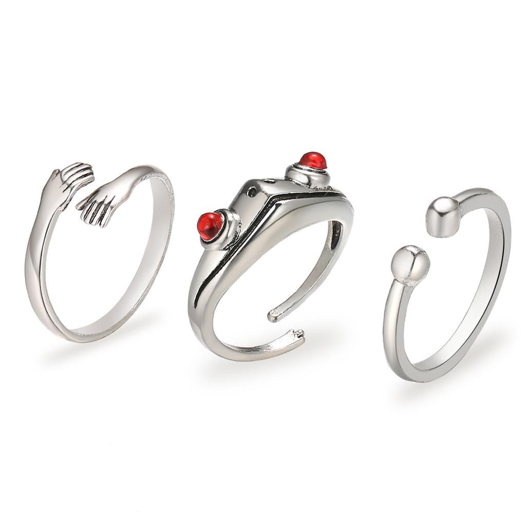 2024 Ретро кольцо с изображением лягушки, трехсекционное кольцо с холодным ветром, индивидуальное кольцо в стиле панк, модное нейтральное трендовое кольцо