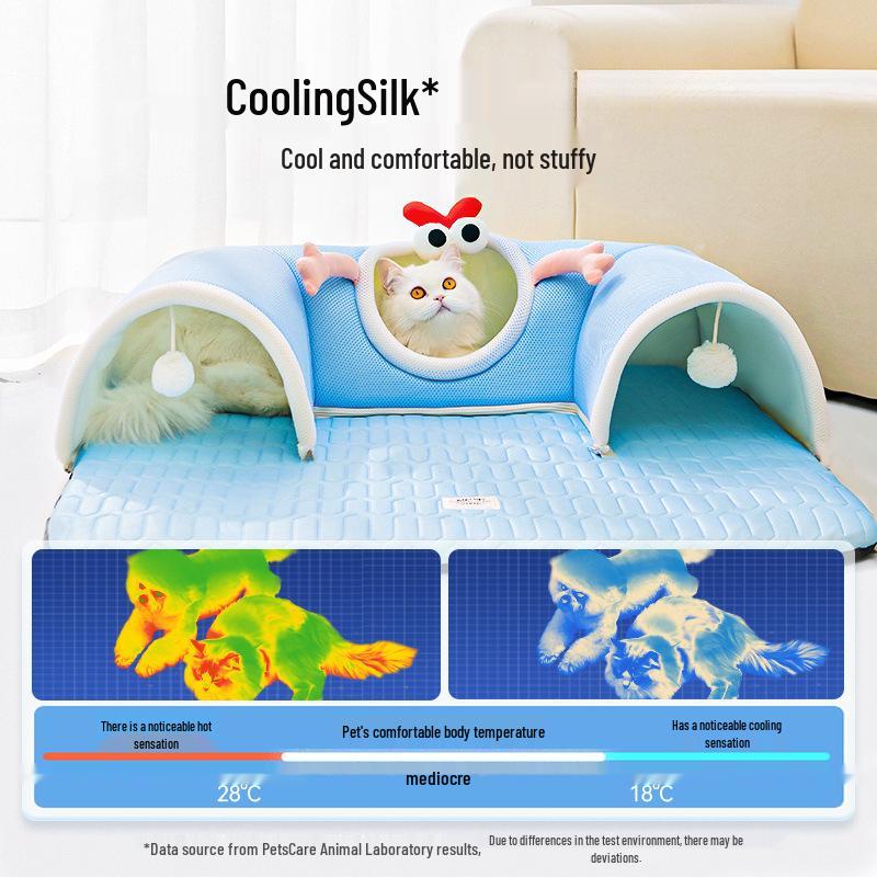Breathable Spring/Summer Cat Tunnel & Bed Combo for Play and Relaxation