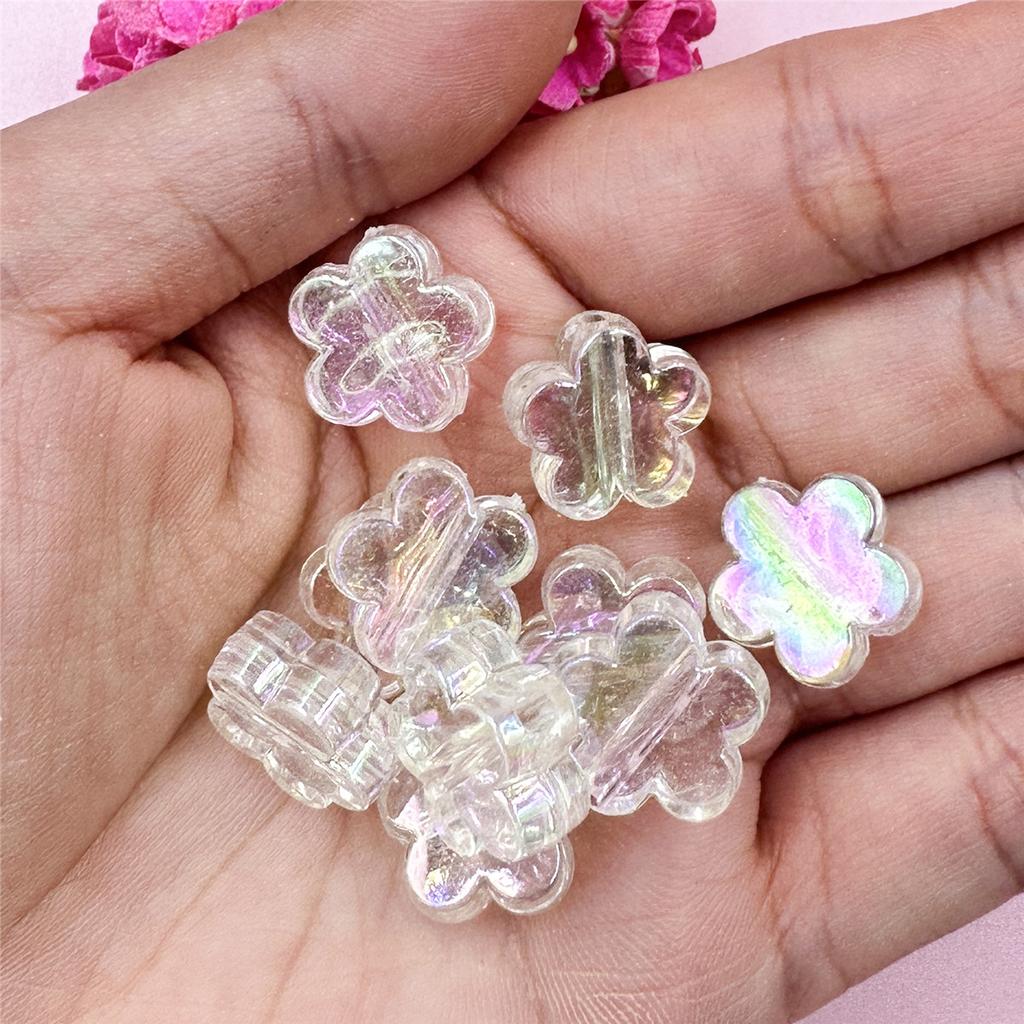 Hanmade Mobile Phone Chain Handcrafted Flower Beads 15mm Beading Neclace Bracelet for Crafted 10Pcs Jewelry Making DIY Findings