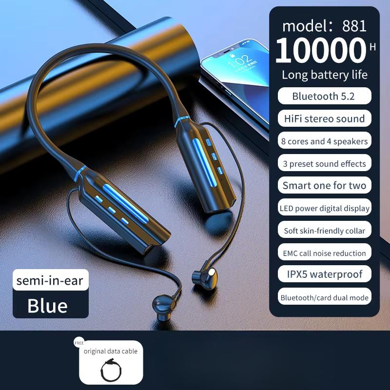 10000mAh 10000Hours Playback Wireless Bluetooth Earphones Magnetic Sports Running Headset Neckband Sport Earbuds Noise Reduction