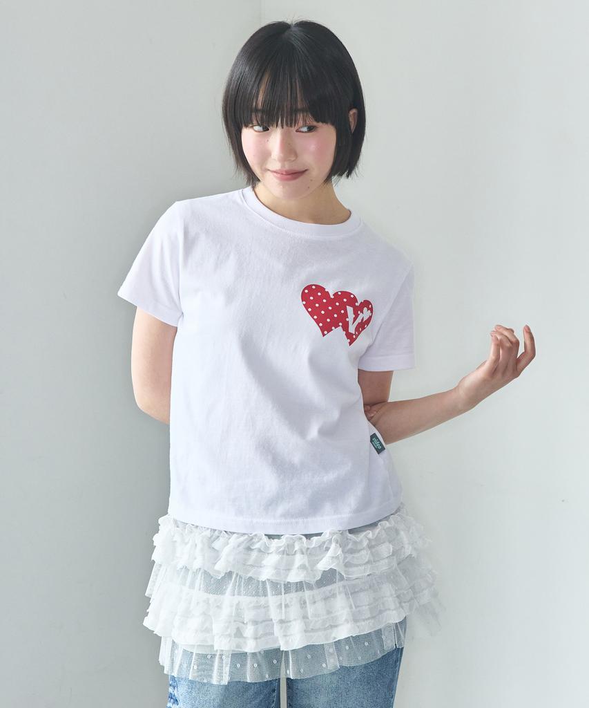 VIDEO JOCKEY Double Heart T-Shirt [White]