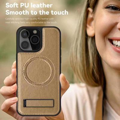 Подходит для IPhone15PRO Чехол для мобильного телефона-подставка Кристальная защита Кожаный магнитный чехол Apple 16E Полное покрытие Противоударный