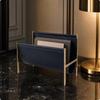 Metal Frame Magazine Rack with Leather Pouch Pocket Freestanding Floor Compact