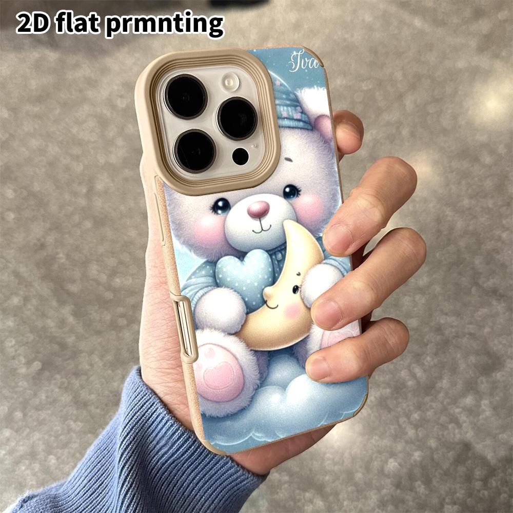 Phone Case: 2D flat lambskin suitable for iPhone 18, 17, 16, 15, 14, 13 Pro film protective case, pajama bear, Christmas and Halloween gift