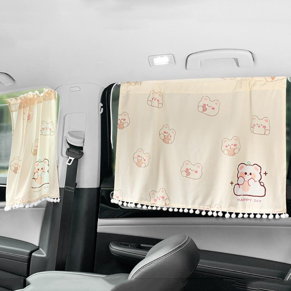 Suction Cup Cartoon Car Curtain Flower Car Blackout Curtain Cute Car Sunshade Curtain Side Window