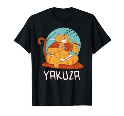 Якудза Кот Гокудо Японская мафия Меч Саке Татуировка Футболка