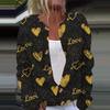 Women's Fashion Printed Valentine's Day Long Sleeved Knitted Cardigan Button Down Jacket
