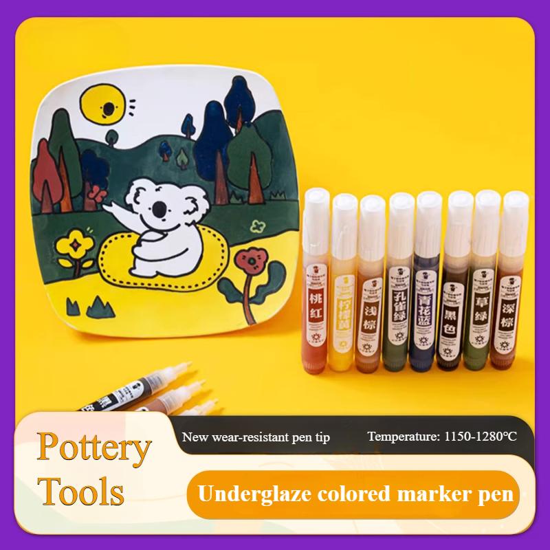 Pottery Tools Underglaze Color Marker Pen Color Saturated Waterproof Not Fading for Ceramic Painting 1150-1280℃