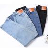 Dimanaf 2025 Women Spring Plus Size Elastic Jeans Pants Female Buttons Straight Basic High Waist Trousers Blue Long Pants