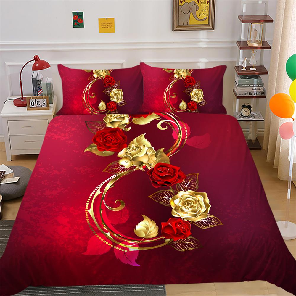 Комплект пододеяльников с 3D принтом цветов, постельное белье, двойной размер, полиэстеровые покрывала, модное домашнее постельное белье