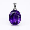 37Ct Certified Natural Purple Tourmaline Pendant Oval Cut 925 Sterling Silver AI-23-NS