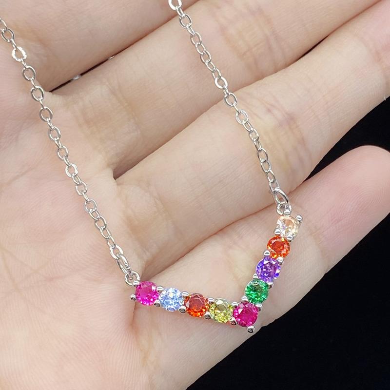 BELLA BOX Новое семицветное ожерелье с подвеской из натурального турмалина с имитацией радуги, женская цепочка на ключицу