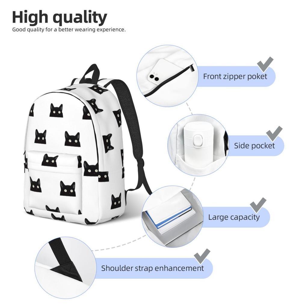 Черный Кот Заглядывает Рюкзак Горячая Распродажа Daypack Большая Вместимость Детский Ранец Школьная Сумка Наплечные Сумки для Мужчин Женщин