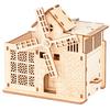 Children's Creative DIY Model Wooden Puzzle 3D Puzzle Board Big Windmill Clockwork Sound Pen Holder, Music Box 117mm * 117mm * 75mm