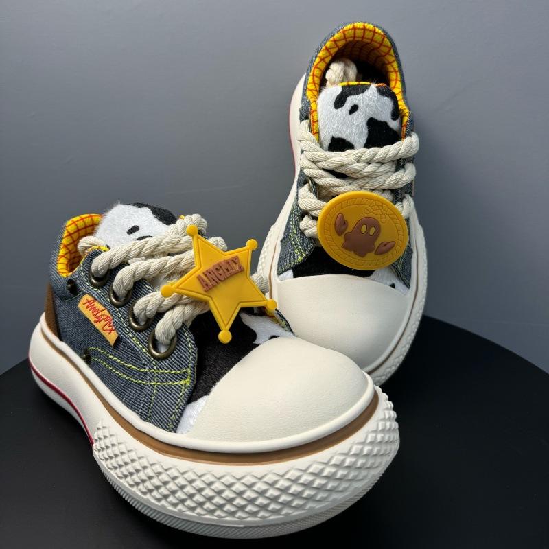 Новые старые уродливые милые туфли на платформе с Микки Маусом, пара повседневных дышащих парусиновых туфель, увеличивающих высоту, низкие кроссовки с большой головой, прилив