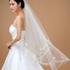 Elegant White Ivory Two Layer Short Simple Wedding Veil Lace Edge Bridal Veil Women's Tulle