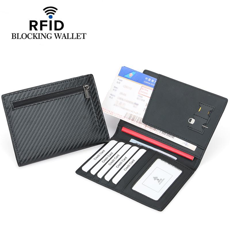 Обложка для паспорта из натуральной кожи с RFID-меткой, отделениями для нескольких карт и карманом для авиабилетов