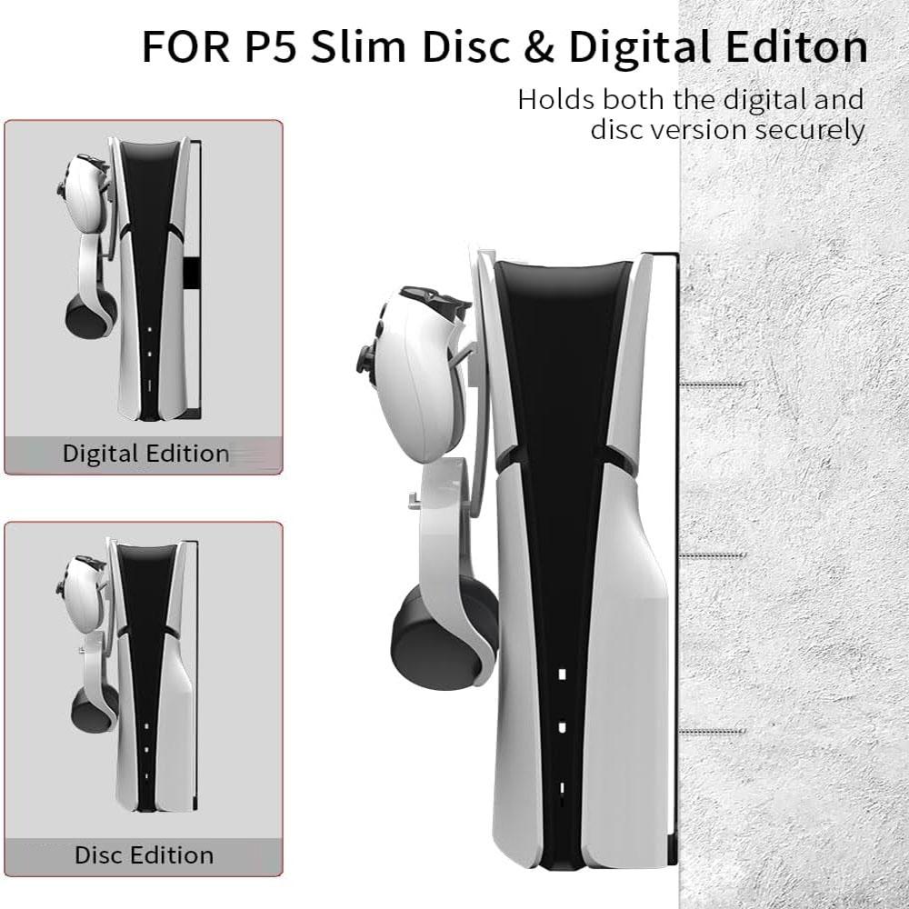 Wall Mount + Storage Hook Set Accessories For PS5 Slim Console