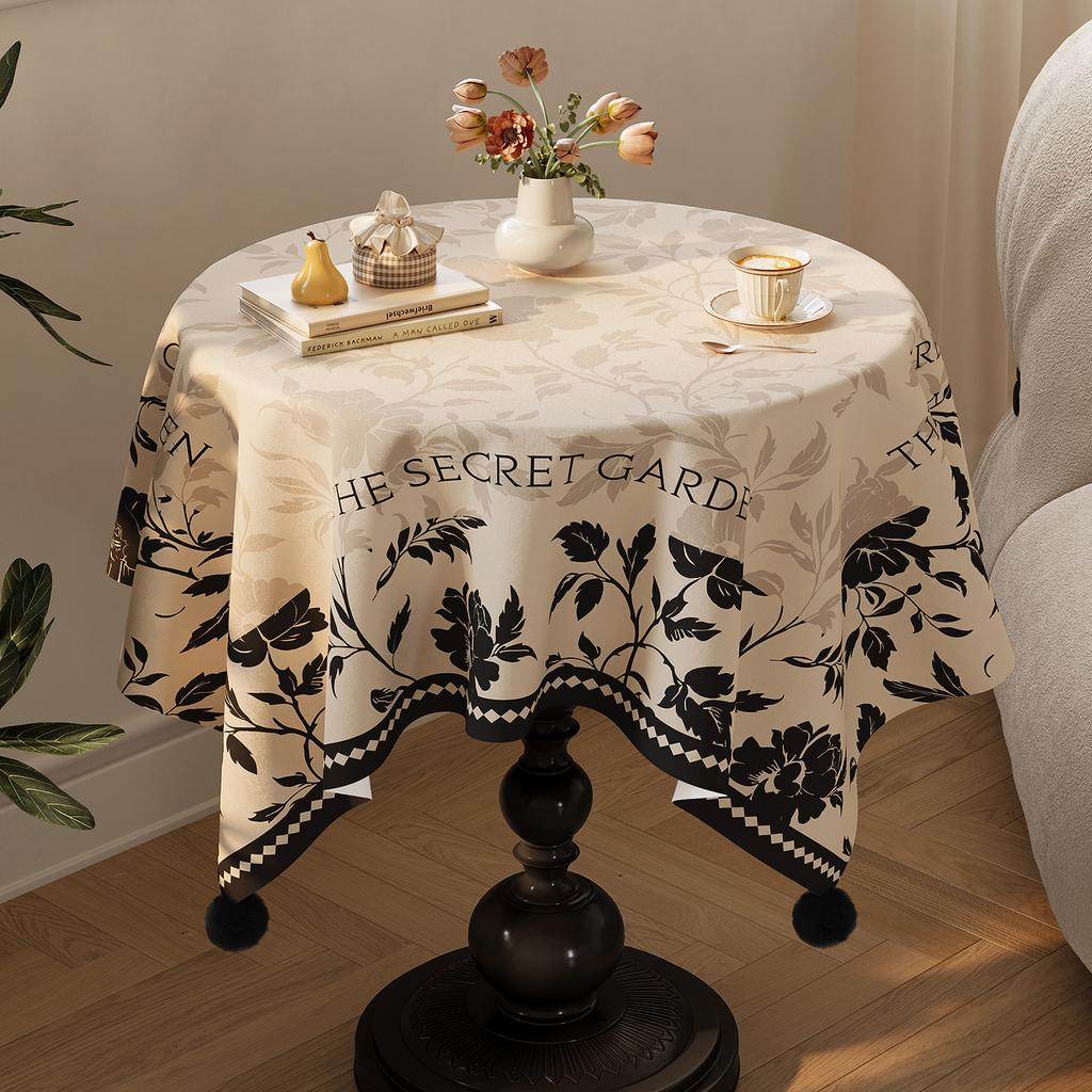 Средневековая круглая скатерть в французском ретро-стиле, легкая роскошь, ощущение высокого класса, круглая накидка на кофейный столик, создающая атмосферу