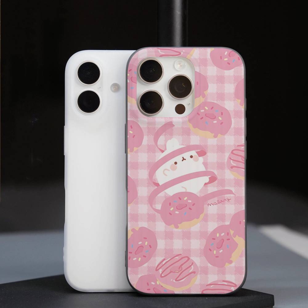 Кавайная Милая Кролик M-MolangS Аниме Для IPhone 17 16 15 Plus Pro Max 12 14 Plus 11 13 Волна Гофрированная Полоска Funda Чехол для Телефона