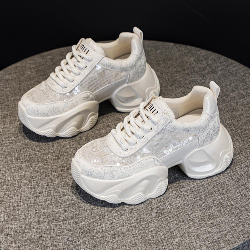 Туфли для папы со стразами, женские, на платформе, увеличивающие рост, дышащие, повседневные, спортивные туфли, туфли на платформе