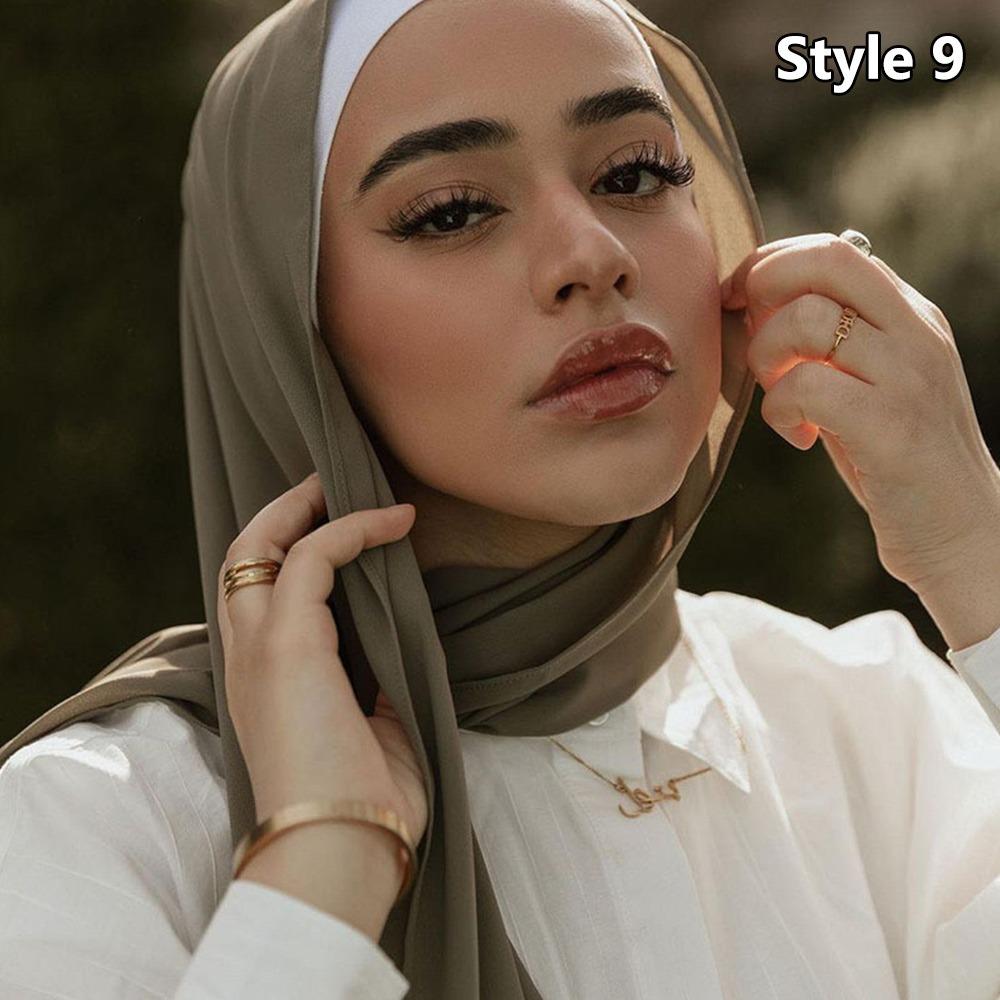Big Size Muslim Headband Breathable Hijab Scarf Casual Islamic Scarves