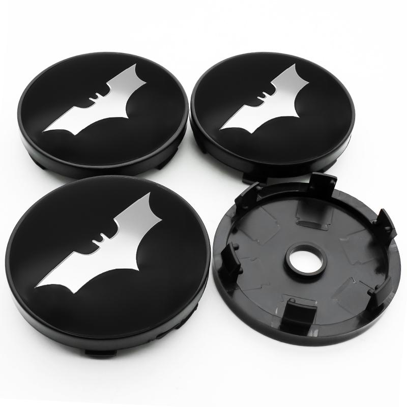 4pcs 56mm+60mm Car Styling Bat Logo Badge Car Wheel Center Hub Cap Rim Cover Emblem Stickers Decorative Decal Auto Accessories