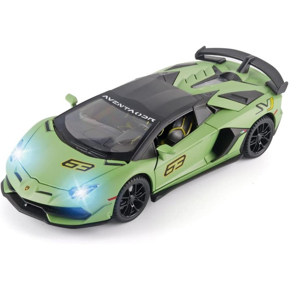 1/24 спортивный автомобиль Lambo SVJ 63, литой металлический автомобиль, игрушки, модели автомобилей со съемной крышей, звуковой подсветкой и откатом назад для детей от 3 лет и старше