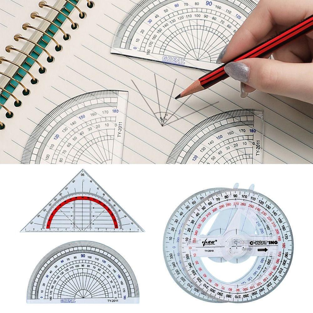 Triangle/Half Round 180/360 Degree Protractor Plastic Drawing Ruler Angle Ruler Students Gift