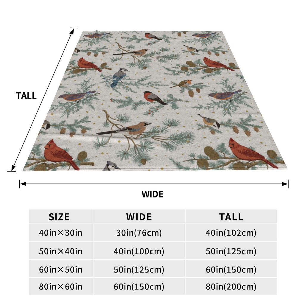 Vintage Red Cardinal Birds Blanket Gift For Men Women Super Soft Cozy Tit Robin Blue Jay Bullfinch Birds Throw Blankets