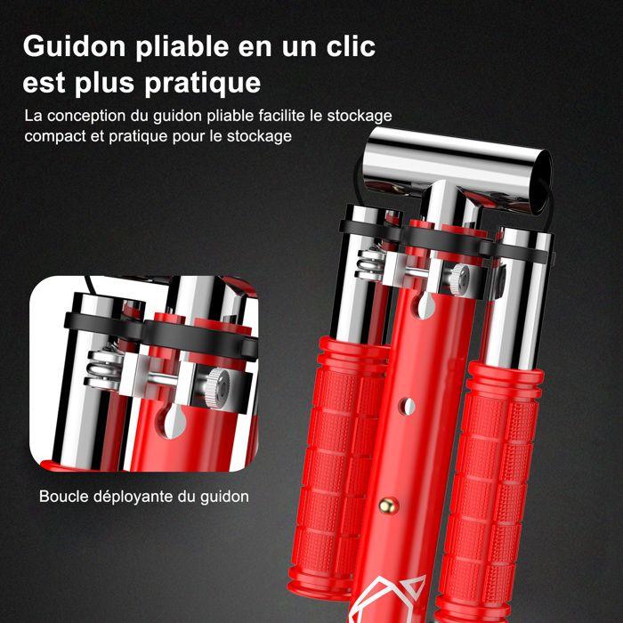 FOXSPORT-Trottinette pour Ado et Adultes Pliable en Fer, Guidon Ajustable de 3 Niveaux, Grandes Roues, Max Support 100kg,Noir