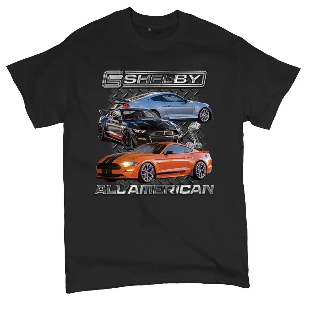 Футболка Shelby Cobra Ford Mustang Женская Футболка с графическим принтом Одежда Вещи для автолюбителей Мужская футболка Черная Повседневная Хлопковая футболка с круглым вырезом Топы