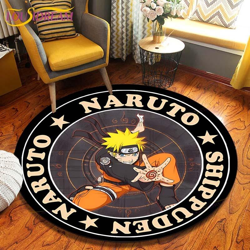 Круглый ковер в стиле аниме «Наруто», напольный коврик для спальни, фланелевый ковер с животными, противоскользящий детский игровой коврик, декоративные коврики для детской комнаты