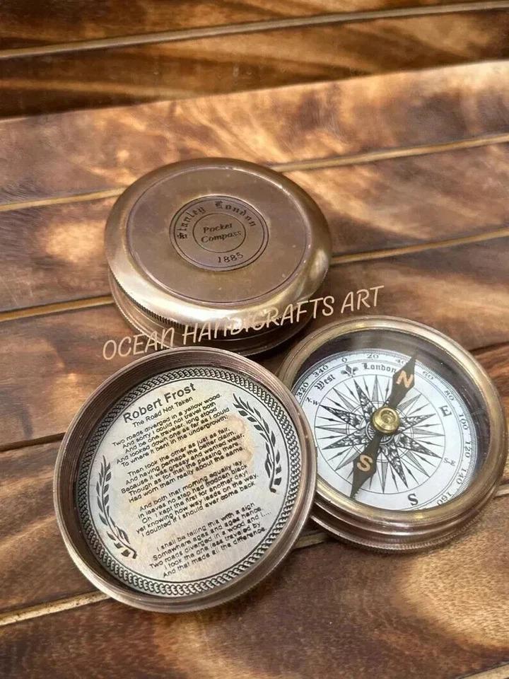 Poem Compass Working Brass Pocket Compass Best