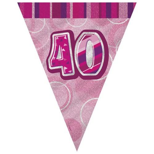 Unique Party Pink 40 Glitz Pennant Bunting