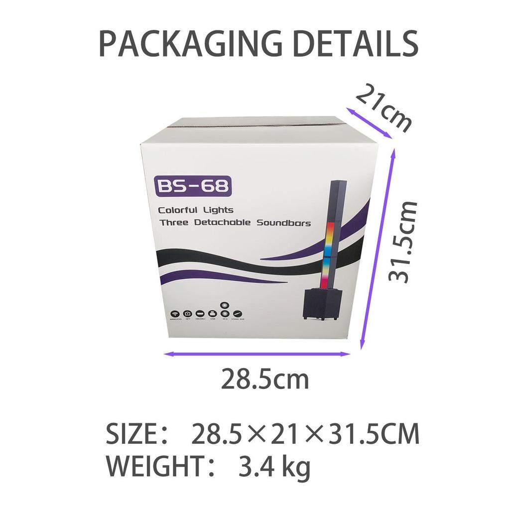 Bluetooth Soundbar Проводной стерео домашний кинотеатр с объемным звучанием, телевизионная система с дистанционным управлением, RGB-световое шоу, динамический стереодинамик с мощным звуком