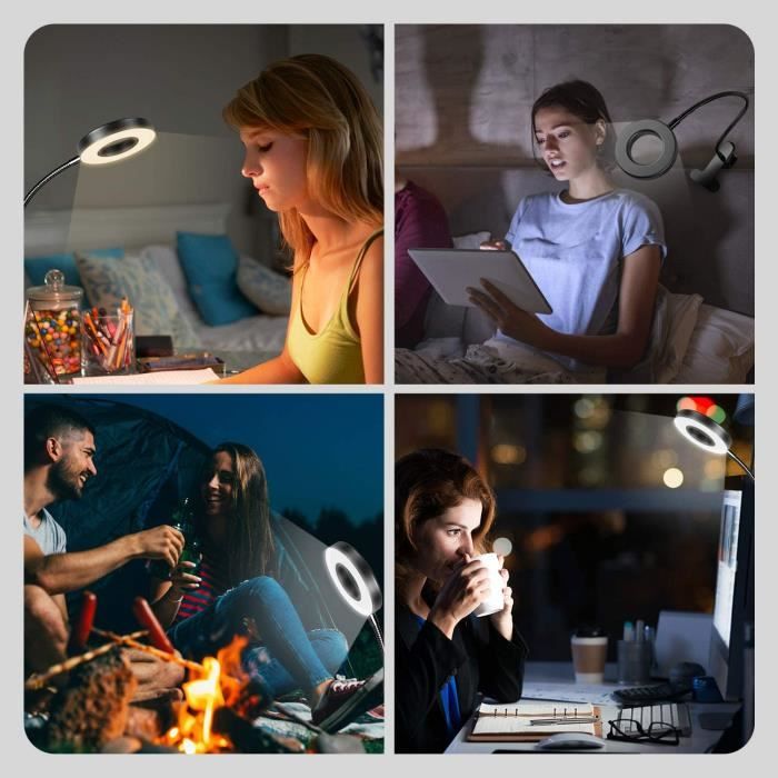 Настольная лампа - 48 светодиодов - Гибкая 360° - 3 режима освещения - 10 уровней яркости