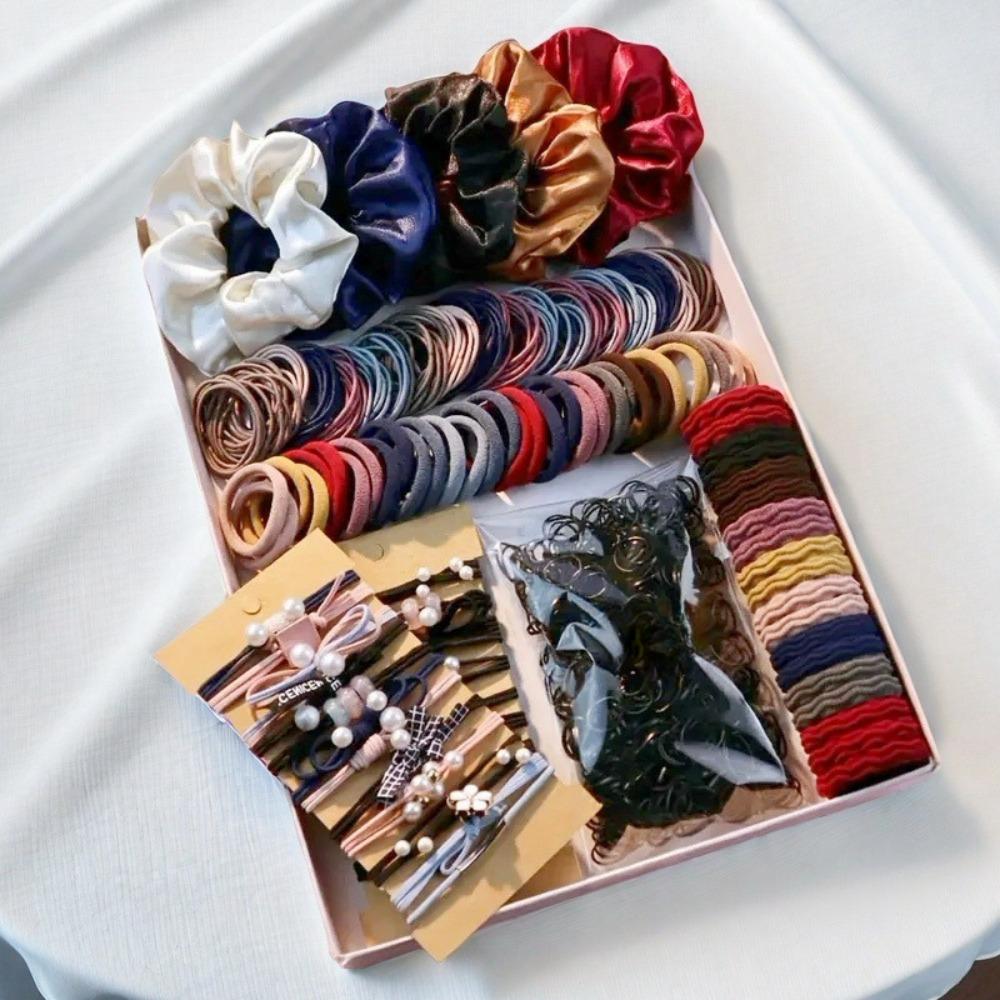 1087Pcs Multi-Style Hair Ties Set Elastic Ponytail Holders Pack Hair Decor Set for Women Girls