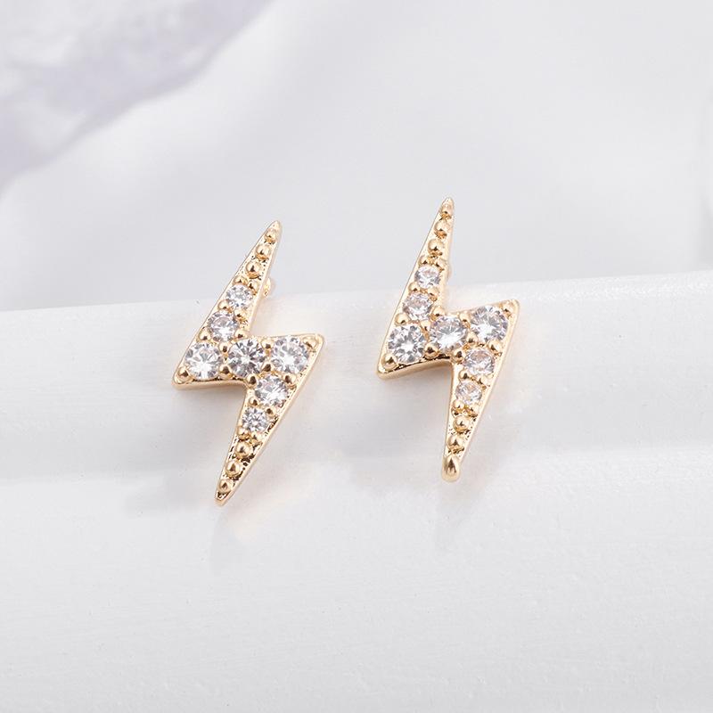 Изысканные и персонализированные панк-серьги для мужчин и женщин Мини-серьги с цирконом в виде молнии